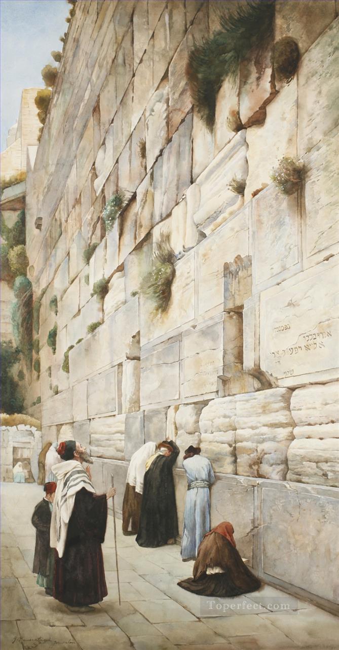 エルサレム西の壁 水彩画 グスタフ・バウエルンファイント 東洋学者油絵